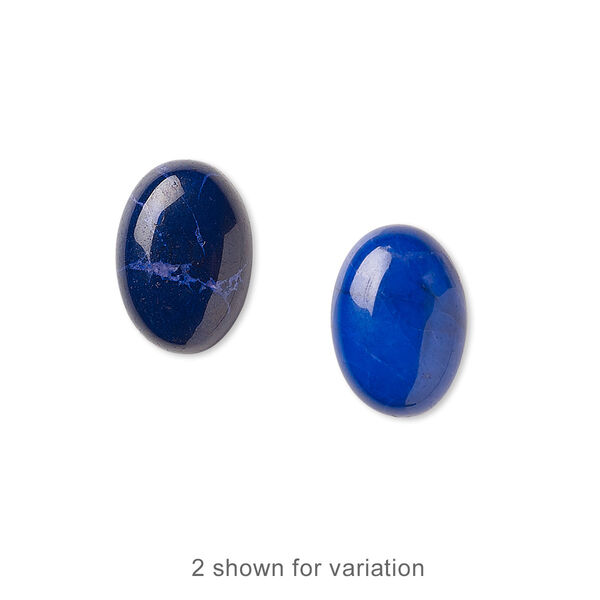 Cabochon, howlite (dyed), lapis blue, 14x10mm calibrated oval, B grade, Mohs hardness 3 to 3-1/2. Sold per pkg of 6. image number 0