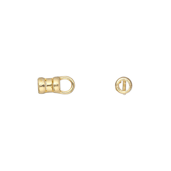 Crimp end 1pkg4 brass, 6x4mm tube / loop / 2.5mm inside diameter, JBB Findings image number 1