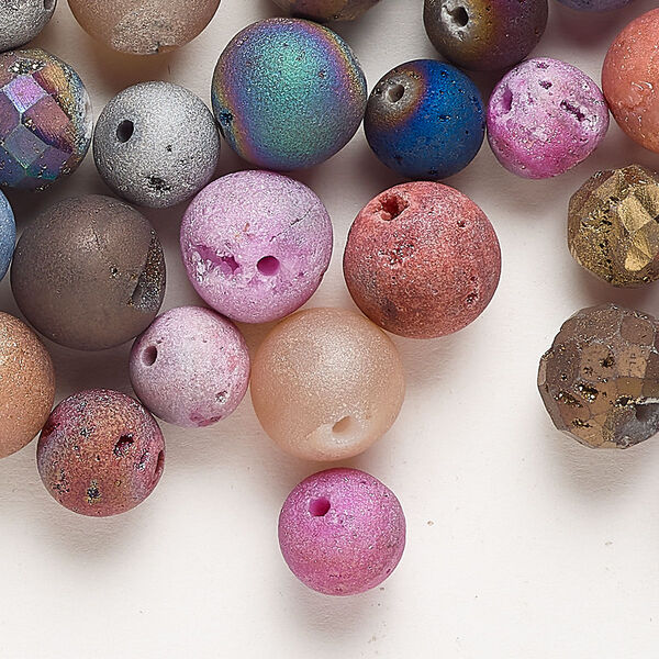Druzy agate 1pkg1, faceted round bead 2 oz mix 8-10mm image number 0
