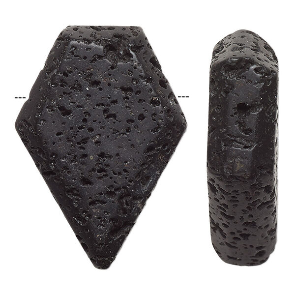 Focal, lava rock (waxed), 36x25mm hand-cut five point diamond, B grade, Mohs hardness 3 to 3-1/2. Sold individually. image number 0