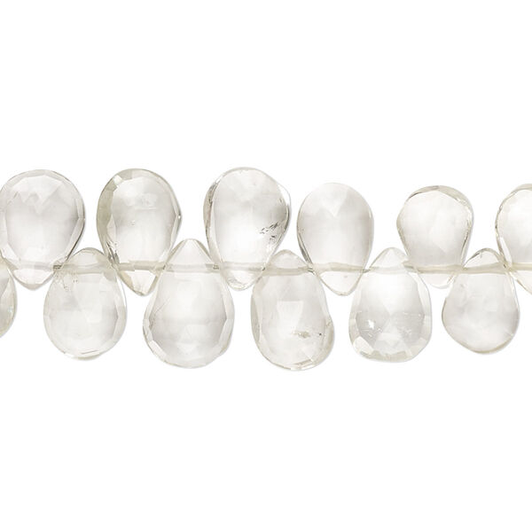 Green quartz 1pkg1, hand-cut top-drilled faceted puffed teardrop bead 9 inch 7x6mm-11x8mm image number 0