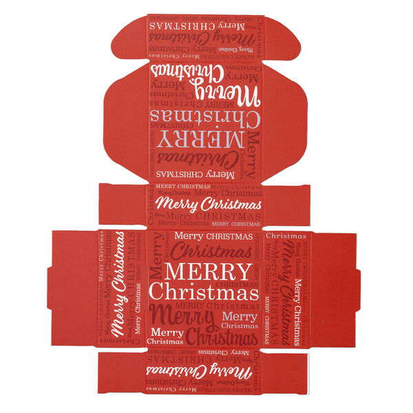 Box, paper, multicolored, 3x3x1-inch unassembled square with "Merry Christmas." Sold per pkg of 10. image number 2