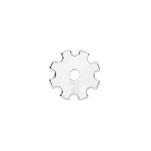 Component, silver-finished steel, 15mm gear with 2.5mm center hole. Sold per pkg of 10.