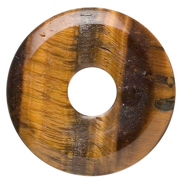 Focal, tigereye (natural), 30mm round donut, B grade, Mohs hardness 7. Sold individually. image number 0
