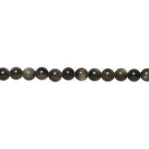Golden sheen obsidian 1pkg1, round bead natural 15.5-16 inch 4mm