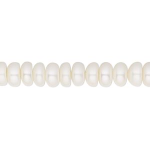 Pearl, White Lotus™, cultured freshwater (bleached), white, 7.5-8mm button, C grade, Mohs hardness 2-1/2 to 4. Sold per 15-1/2" to 16" strand.