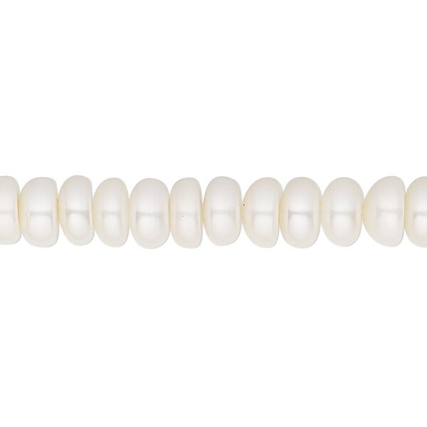 Pearl, White Lotus™, cultured freshwater (bleached), white, 7.5-8mm button, C grade, Mohs hardness 2-1/2 to 4. Sold per 15-1/2" to 16" strand. image number 0