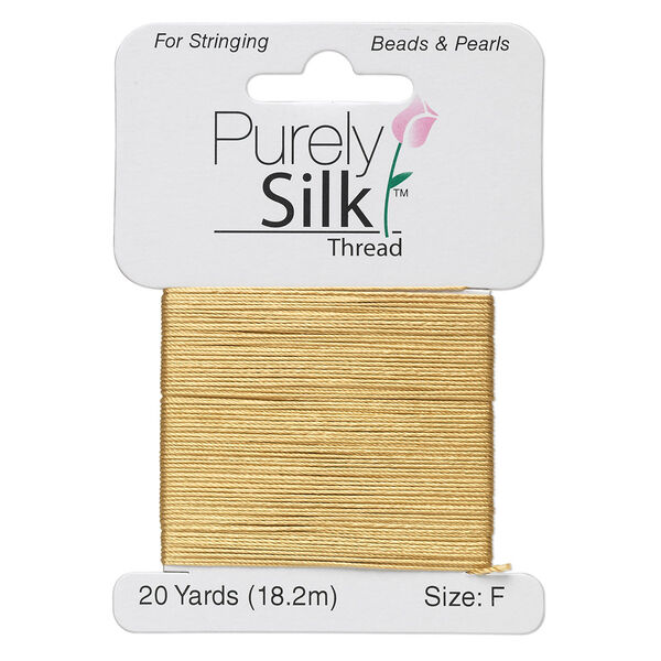 Thread, Purely Silk™, gold, size F. Sold per 20-yard card. image number 0