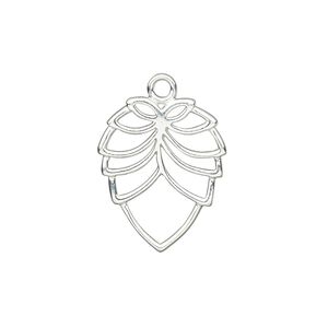 Charm, sterling silver, 21x17mm single-sided leaf with open design. Sold individually.