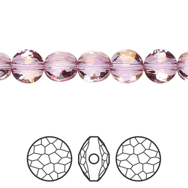 Bead 4pk dark rose, Crystal Passions® 8mm puffed round 5034 image number 0