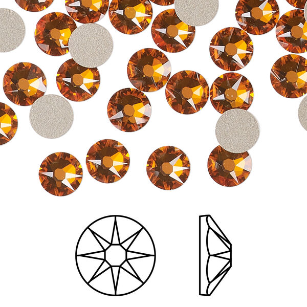 Flat back 1pkg144 dark orange (HICT) foil back, Crystal Passions® 6.32-6.5mm rose round SS30 2088 image number 0