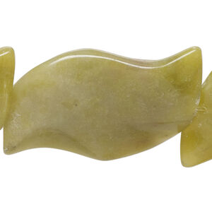 Olive new "jade" 1pkg1, wavy curve bead natural, 15 inch 39x25mm-41x27mm