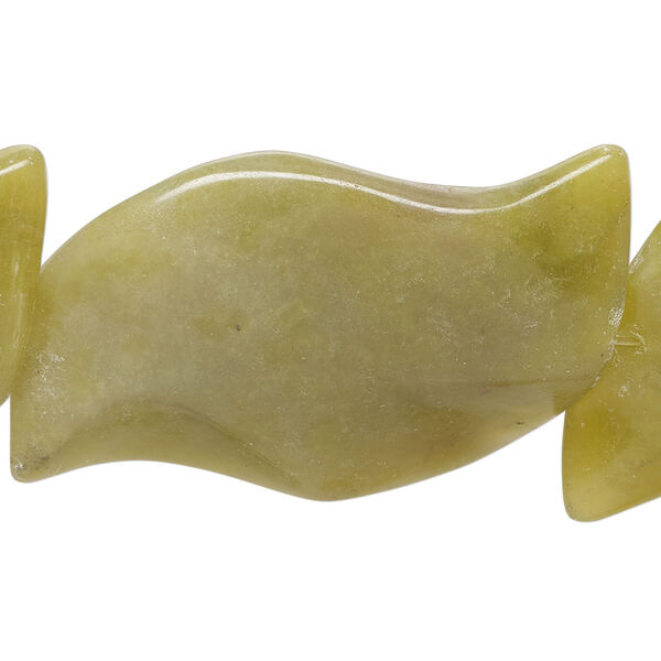 Olive new "jade" 1pkg1, wavy curve bead natural, 15 inch 39x25mm-41x27mm image number 0