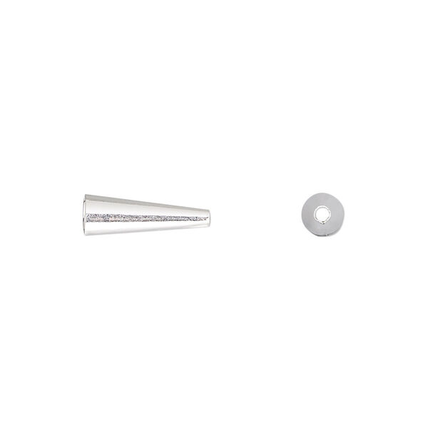 Cone, sterling silver, 12.5x4.5mm, 4mm inside diameter. Sold per pkg of 2. image number 0