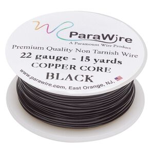 Wire, ParaWire™, black enamel copper, round, 22 gauge. Sold per 15-yard spool.