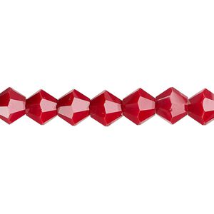 Bead 1pk opaque red, Celestial Crystal® 8mm bicone 15.5-16 inch