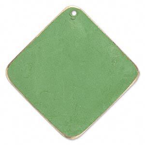 Focal, brass, bright green patina, Pantone® color 17-0215, 40x40mm double-sided diamond. Sold per pkg of 6.