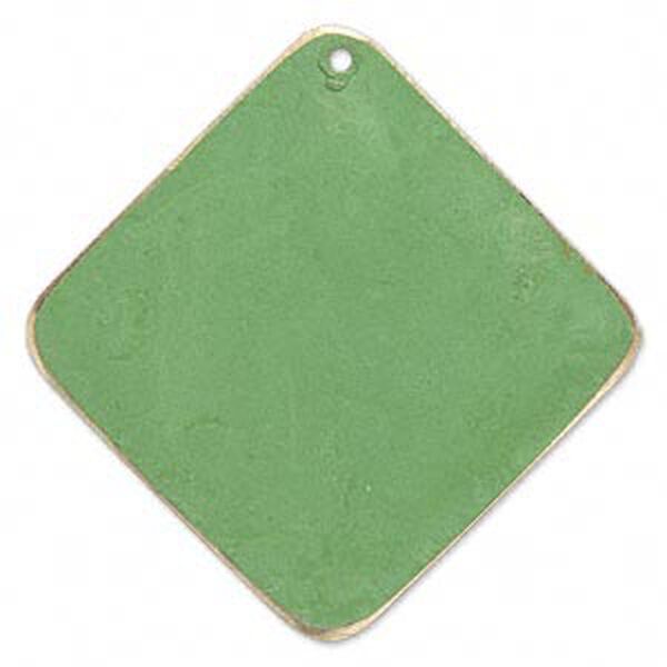 Focal, brass, bright green patina, Pantone® color 17-0215, 40x40mm double-sided diamond. Sold per pkg of 6. image number 0