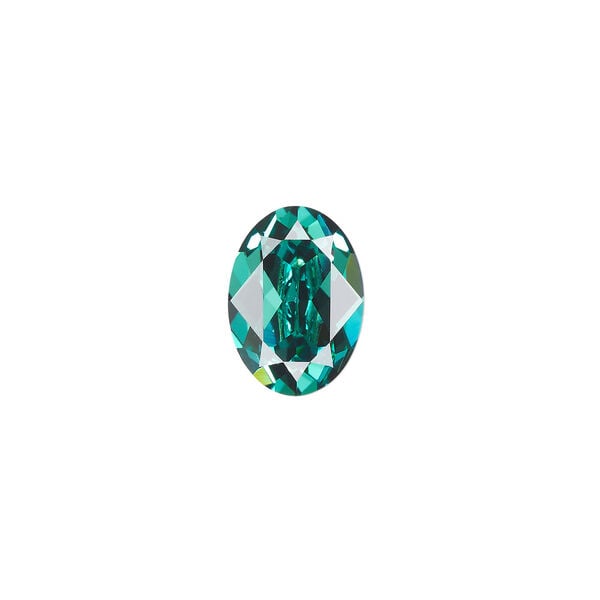 Fancy stone 1pkg1 Caribbean green foil back, Crystal Passions&reg; Regenerated 14x10mm oval 4120 image number 0