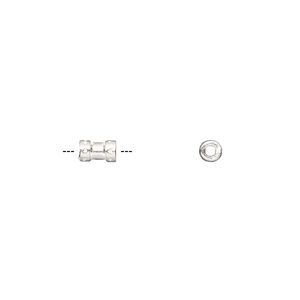 Crimp, JBB Findings, silver-plated brass, 5.5x3mm tube, 1.5mm inside diameter. Sold per pkg of 4.