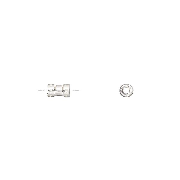 Crimp, JBB Findings, silver-plated brass, 5.5x3mm tube, 1.5mm inside diameter. Sold per pkg of 4. image number 0