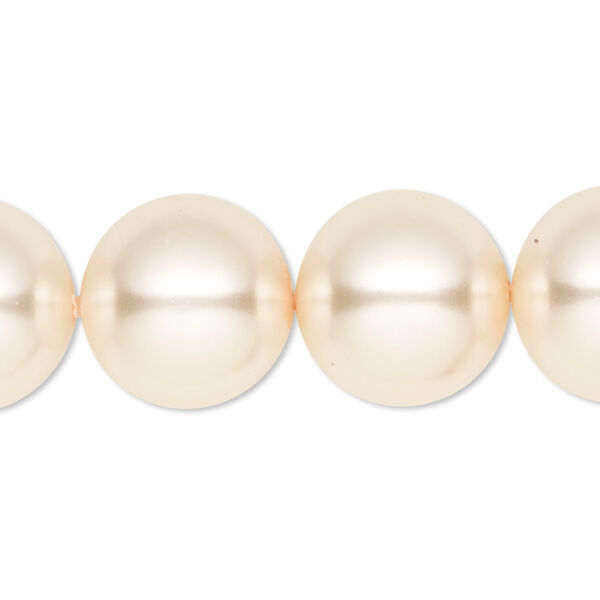 Bead, crystal pearl, cream, 16mm round. Sold per 15-1/2" to 16" strand, approximately 25 beads. image number 0