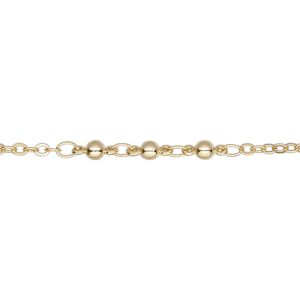 Chain 1pkg1 triple ball, 3mm, gold-finished brass 5 foot unfinished