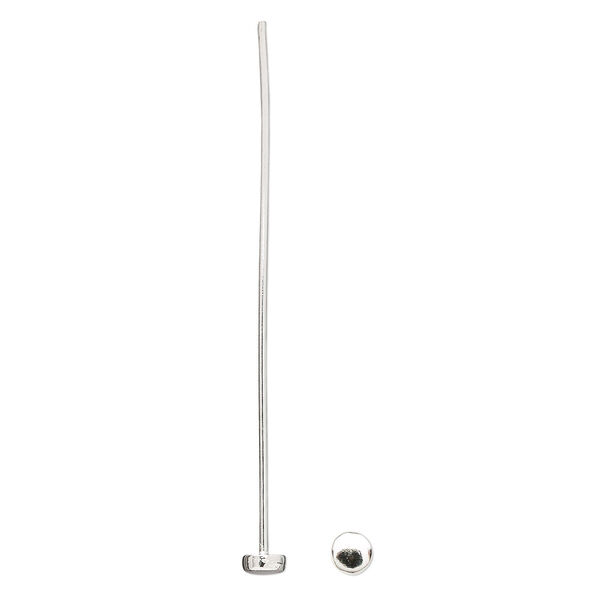 Head pin, sterling silver, 2-1/5 inches with 4mm rondelle, 20 gauge. Sold per pkg of 4. image number 0