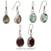 Earring mix 1pkg6, glass with silver- and antique silver-finished brass, mixed colors, 1-1/4 inch to 1-3/4 inch oval and teardrop with fishhook ear wire. 3 pairs. image number 1