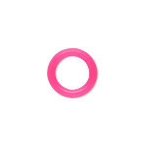 Component, Oh! Ring™, silicone, neon pink, 15mm round with 10mm hole. Sold per pkg of 100.