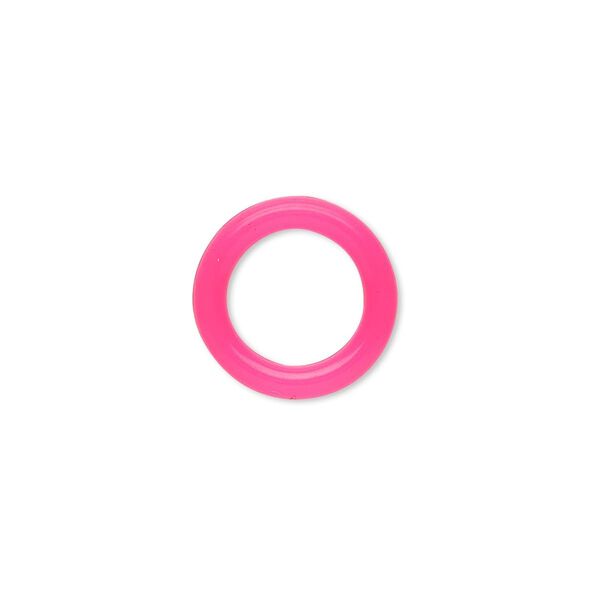 Component, Oh! Ring™, silicone, neon pink, 15mm round with 10mm hole. Sold per pkg of 100. image number 0