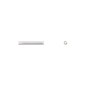 Bead, silver-plated brass, 13x1.5mm tube. Sold per pkg of 100.