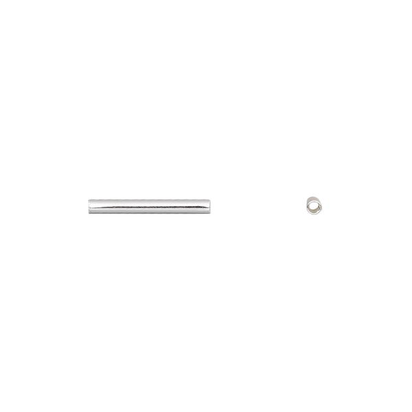 Bead, silver-plated brass, 13x1.5mm tube. Sold per pkg of 100. image number 0