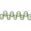 Freshwater pearl 1pkg1, top-drilled rice, 15.5-16 inch light green 7x6mm-10x7mm cultured image number 0