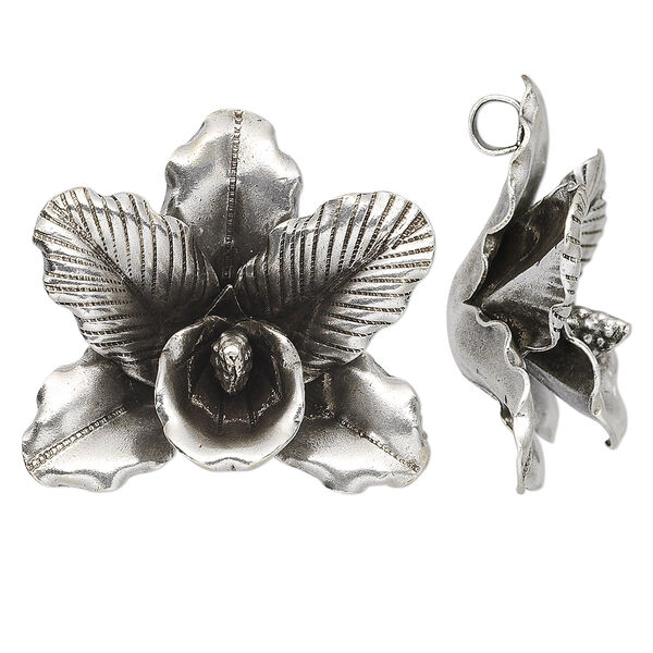 Pendant, Hill Tribes, antiqued sterling silver, 38x35mm flower. Sold individually. image number 0