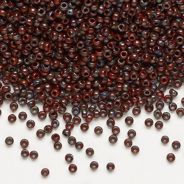 Seed bead, Miyuki, glass, pkg/25g, #11 rocaille, opaque Picasso red, (RR-4513). image number 0