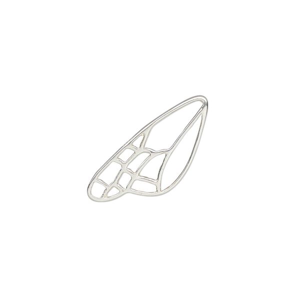 Component, Amoracast®, sterling silver, 18x11mm two-sided butterfly wing with cutout. Sold individually. image number 0
