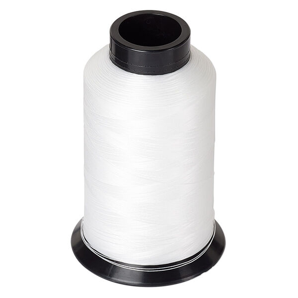 Thread, Nymo®, nylon, white, size D. Sold per 3-ounce spool. image number 0