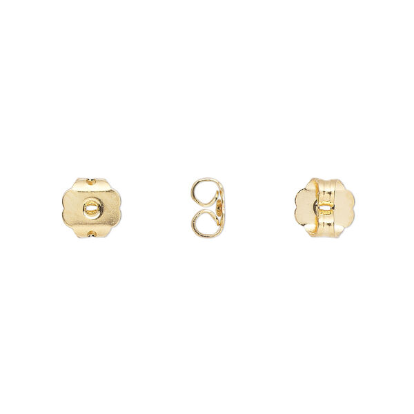 Earnut, gold-plated brass, 6x6mm scalloped. Sold per pkg of 10 pairs. image number 0
