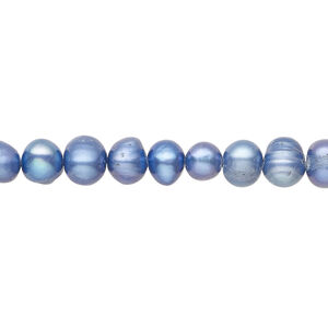 Freshwater pearl 1pkg1, semi-round, 15.5-16 inch blue-violet 5-7mm cultured