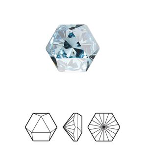 Fancy stone 1pk aquamarine foil back, Crystal Passions® 16x14mm prismatic hexagon 4699