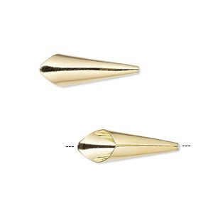 Cone, gold-finished brass, 21x7mm smooth with 6mm inside diameter. Sold per pkg of 12.