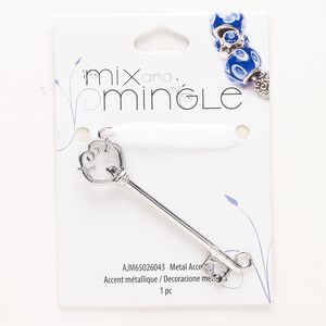 Focal, "pewter" (zinc-based alloy), pkg/1, 64x16mm key, silver finish.