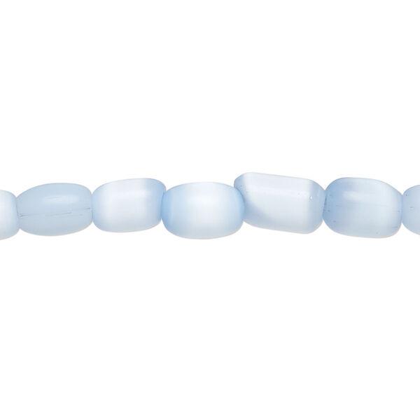 Bead, fiber optic glass, pkg/14 inch, opaque pale blue, 9x6mm center-drilled oval. image number 0