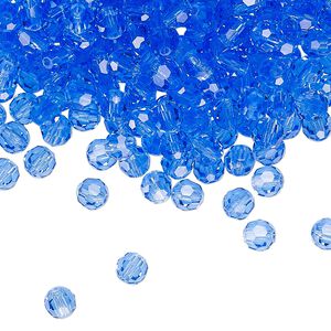 Bead 144pk sapphire, Preciosa Czech crystal 4mm round