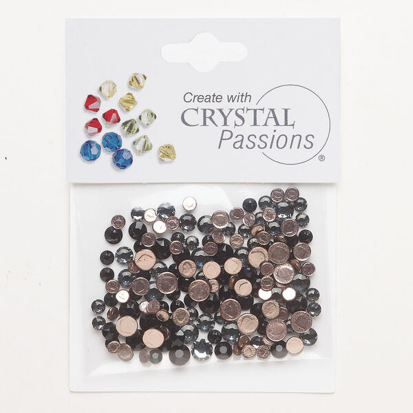 Flat back mix 1pkg144 smoked topaz and light Colorado topaz foil back, Crystal Passions&reg; rhinestone 3.00-4.80mm hotfix round SS12 / SS16 / SS20 image number 0