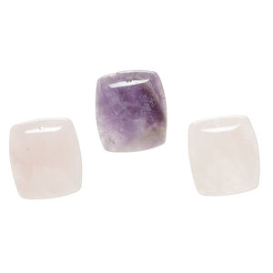 Multi-gemstone 1pkg3, top-drilled domed rectangle flatback drop mix 23x20mm-24x21mm