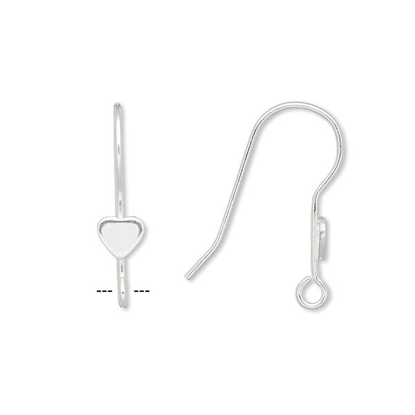Ear wire fishhook 1pkg10 sterling silver-filled, 22mm / 5x4.5mm heart / open loop, 21 gauge 5 pair image number 0
