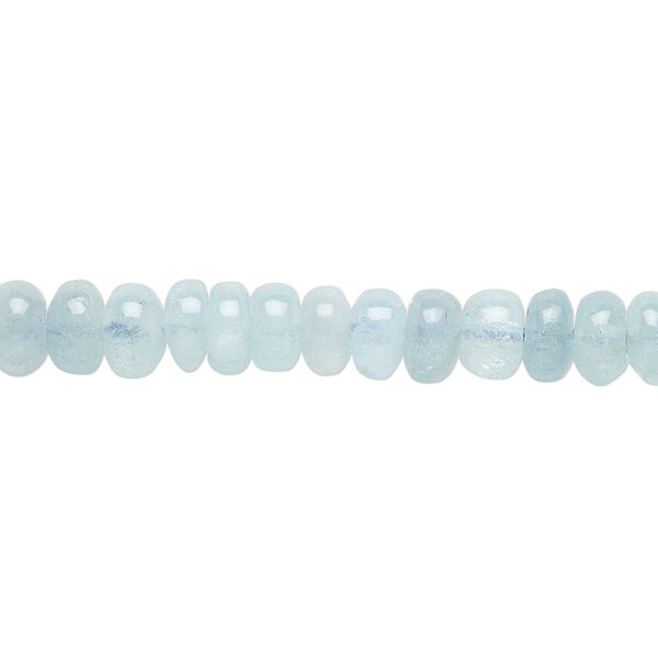 Bead, aquamarine (heated), 6x3.5mm rondelle, C+ grade, Mohs hardness 7-1/2 to 8. Sold per 8-inch strand, approximately 50-60 beads. image number 0