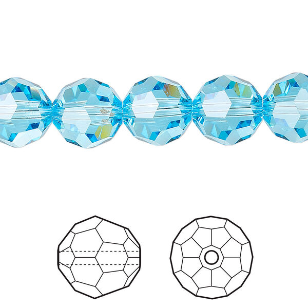 Bead 24pk aquamarine, Crystal Passions® 10mm round 5000 image number 0
